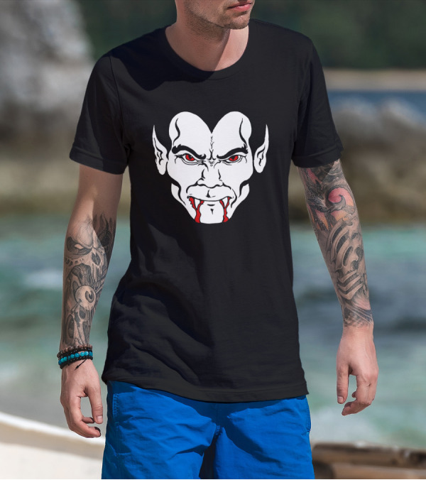 Halloween Dracula Bloody Vampire Teeth Face Graph Iconic Dracula T-Shirt
