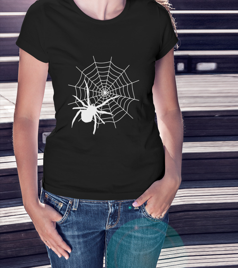 Halloween Spider Web With White Spider T-Shirt