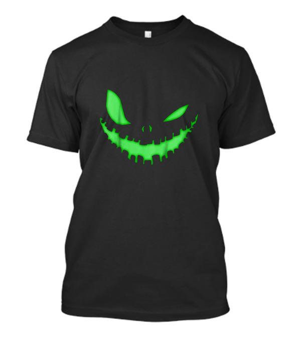 Spooky Face Halloween Dark Green Glow Creepy Smile T-Shirt