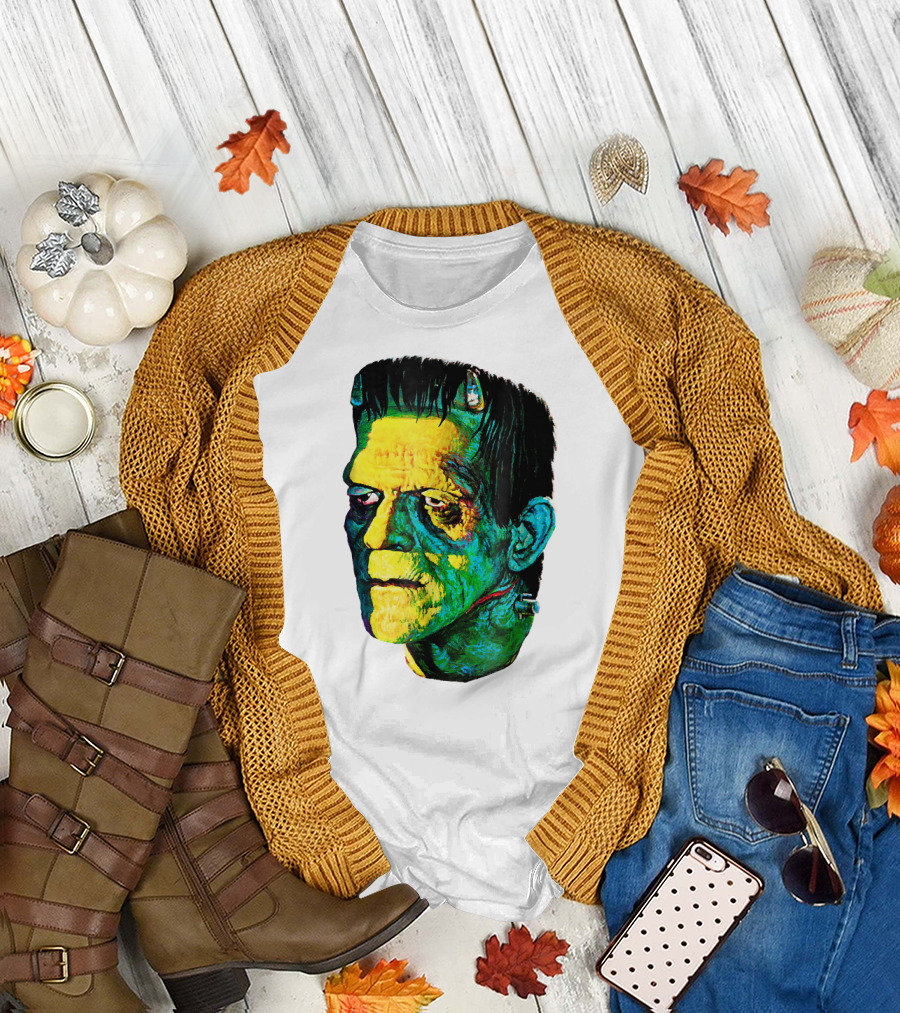 Karloff Frankenstein Monster Horror Movie Fan Iconic Colorful T-Shirt