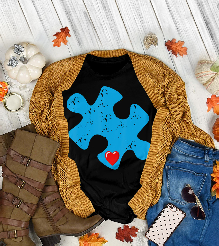Cute Colorful Autism Love Puzzle Piece T-Shirt