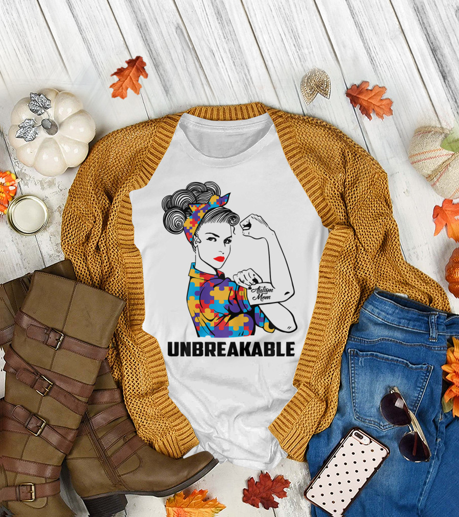 Unbreakable Autism Mom Awareness Autistic Parents T-Shirt