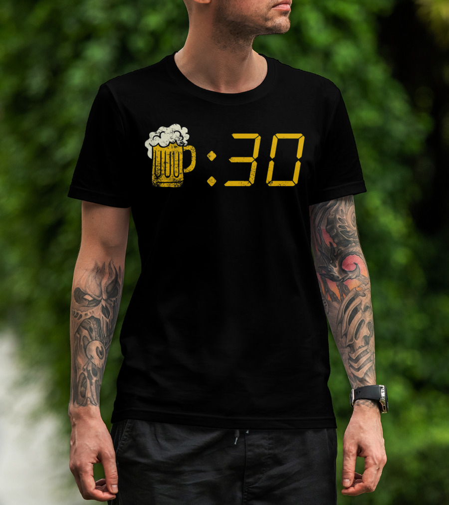 Beer Mug Digital Clock Display :30 Funny Drinking Or Getting Drunk T-Shirt