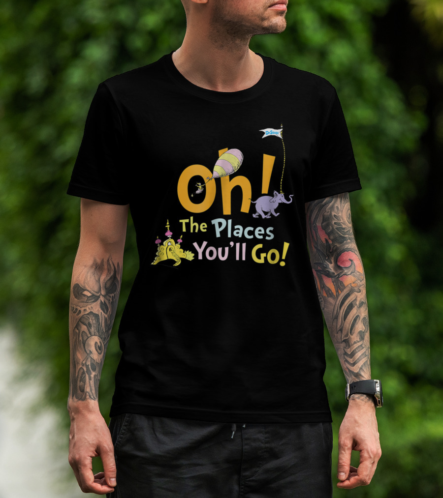Dr. Seuss Oh The Places You'll Go Elephant And Balloon Adventure T-Shirt
