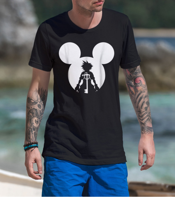 Disney Kingdom Hearts Sora Silhouette Keyblade Mickey Ears T-Shirt