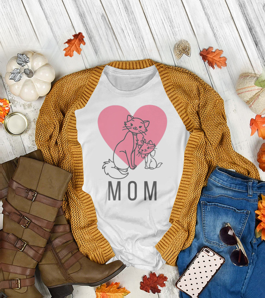 Disney Aristocats Duchess and Marie Mom Heart T-Shirt