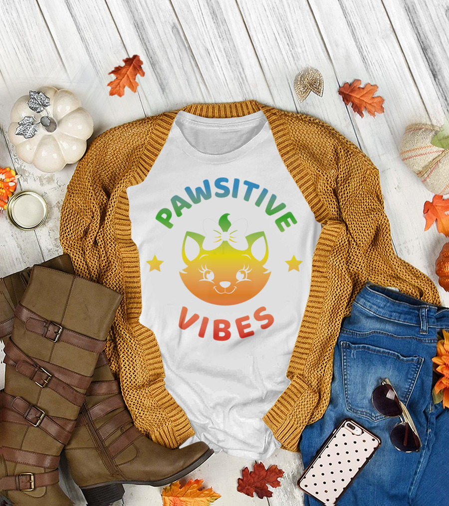 Disney The Aristocats Marie Pawsitive Vibes Colorful Cat T-Shirt