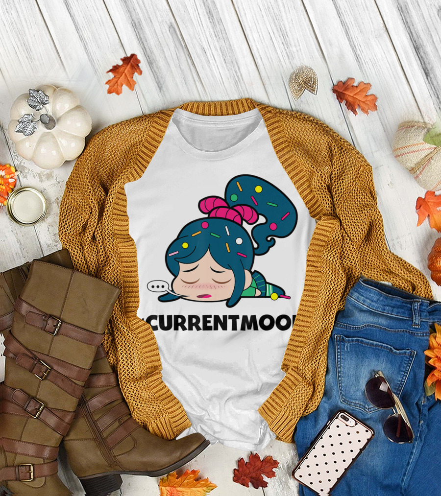 Disney Wreck It Ralph Vanellope #CurrentMood Sprinkles Hair Exhausted Expression T-Shirt
