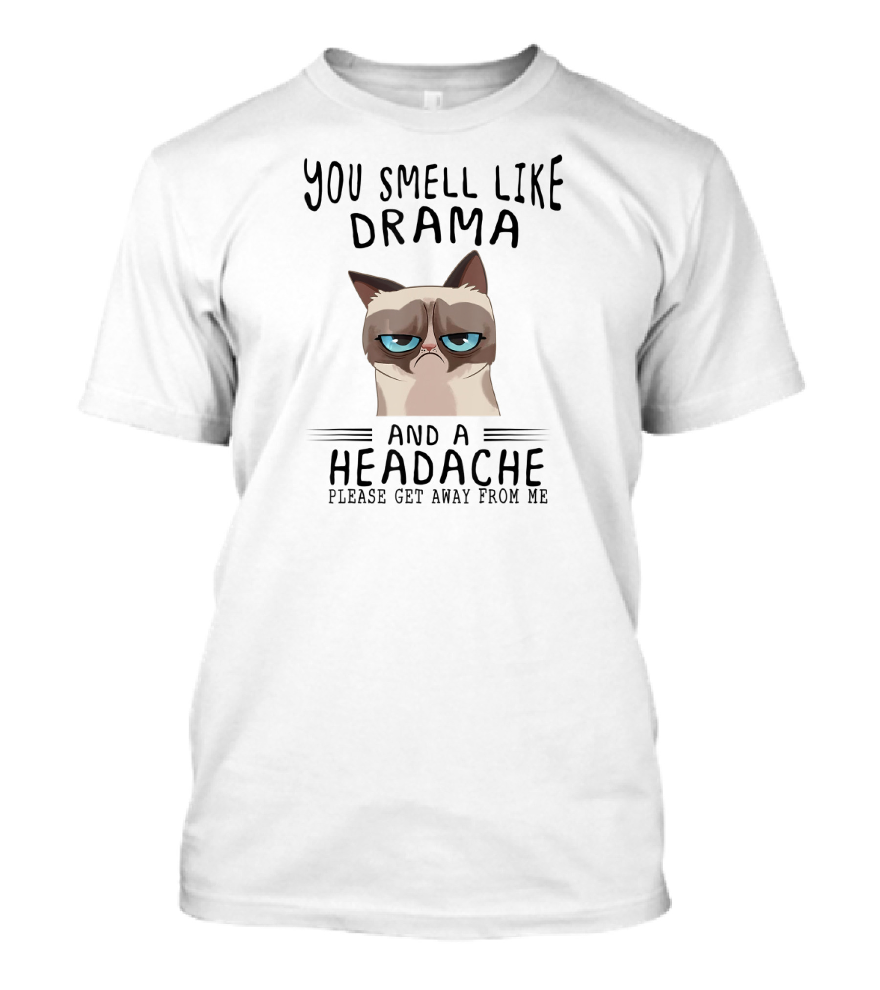 YOU SMELL LIKE DRAMA AND A HEADACHE PLEASE GET AWAY FROM ME CAT KITTIE T-Shirt