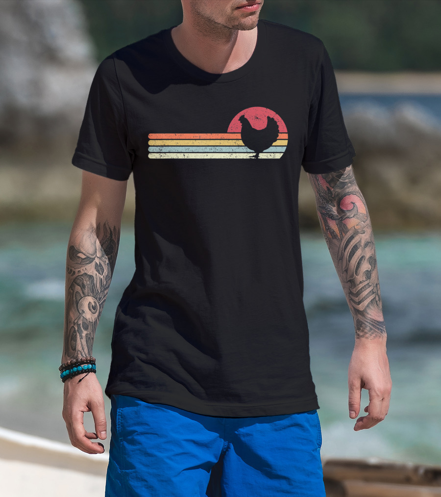 Chicken Style Vintage Sunset Retro Stripes T-Shirt