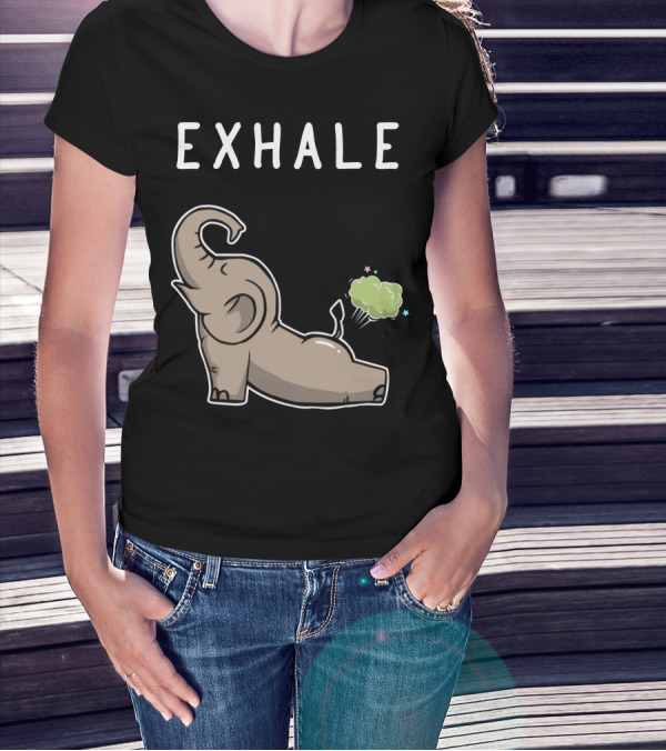EXHALE Mens Womens Funny Elephant Lovers T-Shirt