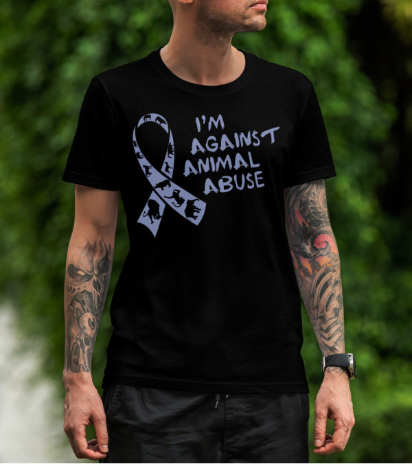 I'm Against Animal Abuse Ribbon With Animal T-Shirt