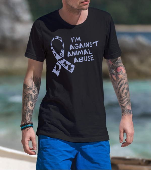 I'm Against Animal Abuse Ribbon With Animal T-Shirt