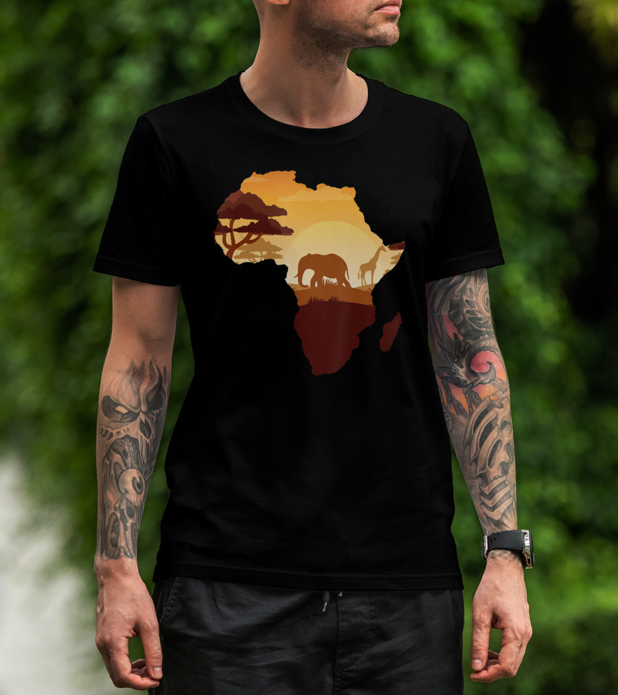 Wildlife Safari Animals Ivory Elephant Africa Silhouette Sunset T-Shirt