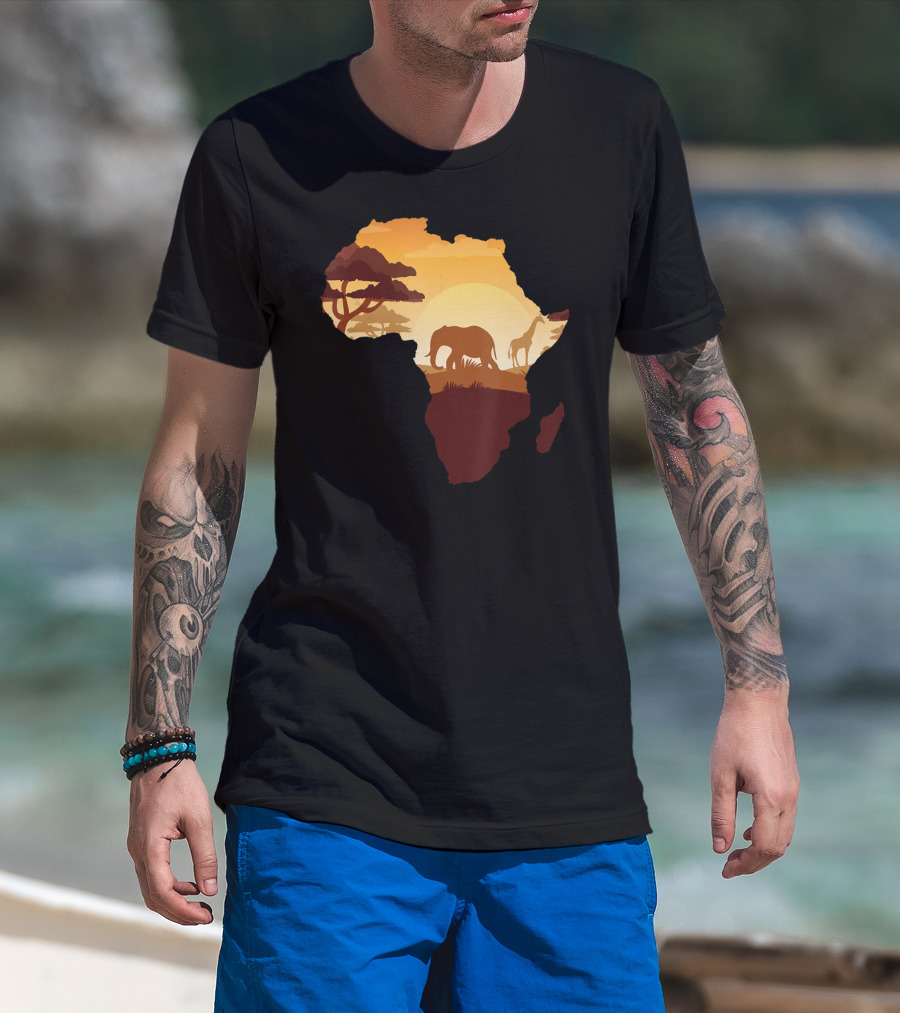 Wildlife Safari Animals Ivory Elephant Africa Silhouette Sunset T-Shirt