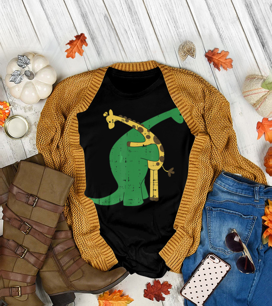 Giraffe Dinosaur Love Hug Safari Animals Dino T-Shirt