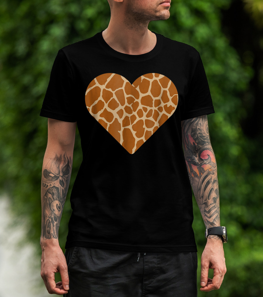 Giraffe Print Heart For Cute Giraffe Lover's Love T-Shirt