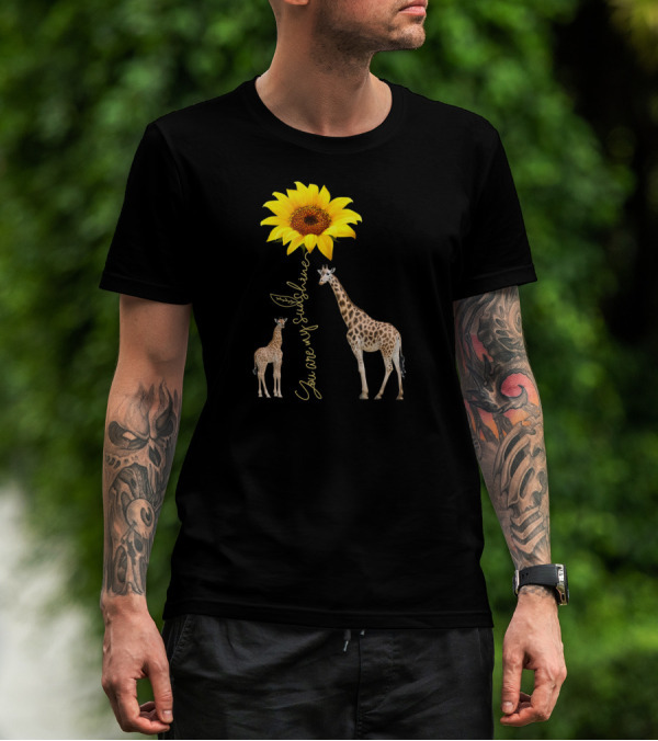 Sunflower You Are My Sunshine Giraffe With Mother And Calf T-Shirt