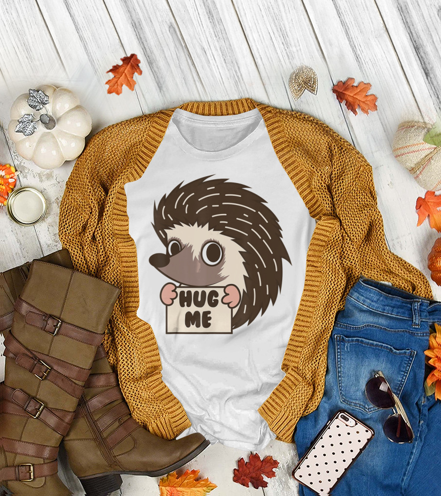 Hedgehog Hug Me Cute I Heart Porcupines T-Shirt