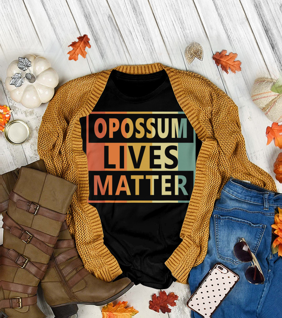 Opossum Lives Matter Vintage Vegan Opossum Lover Retro Stripes T-Shirt