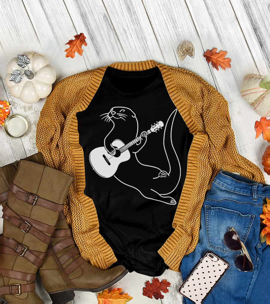 Guitar Playing Otter Music Cool Fun T-Shirt