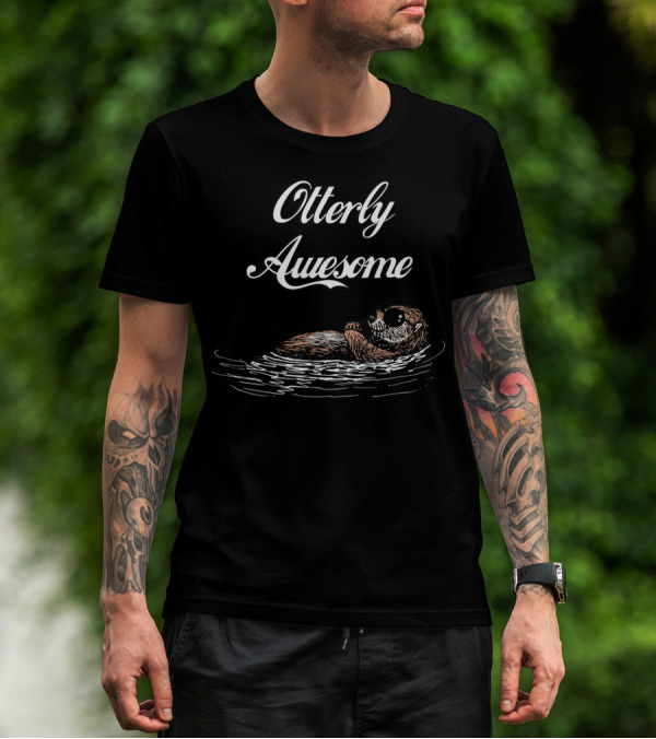 Otterly Awesome Funny Cool Otter Humor Floating Charm T-Shirt