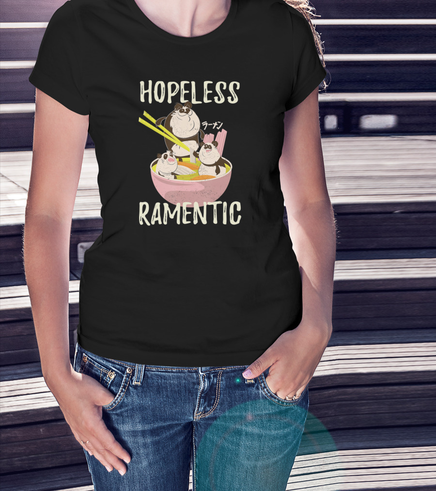Hopeless Ramentic Japanese Ramen Noodles Funny Kawaii Anime Panda T-Shirt