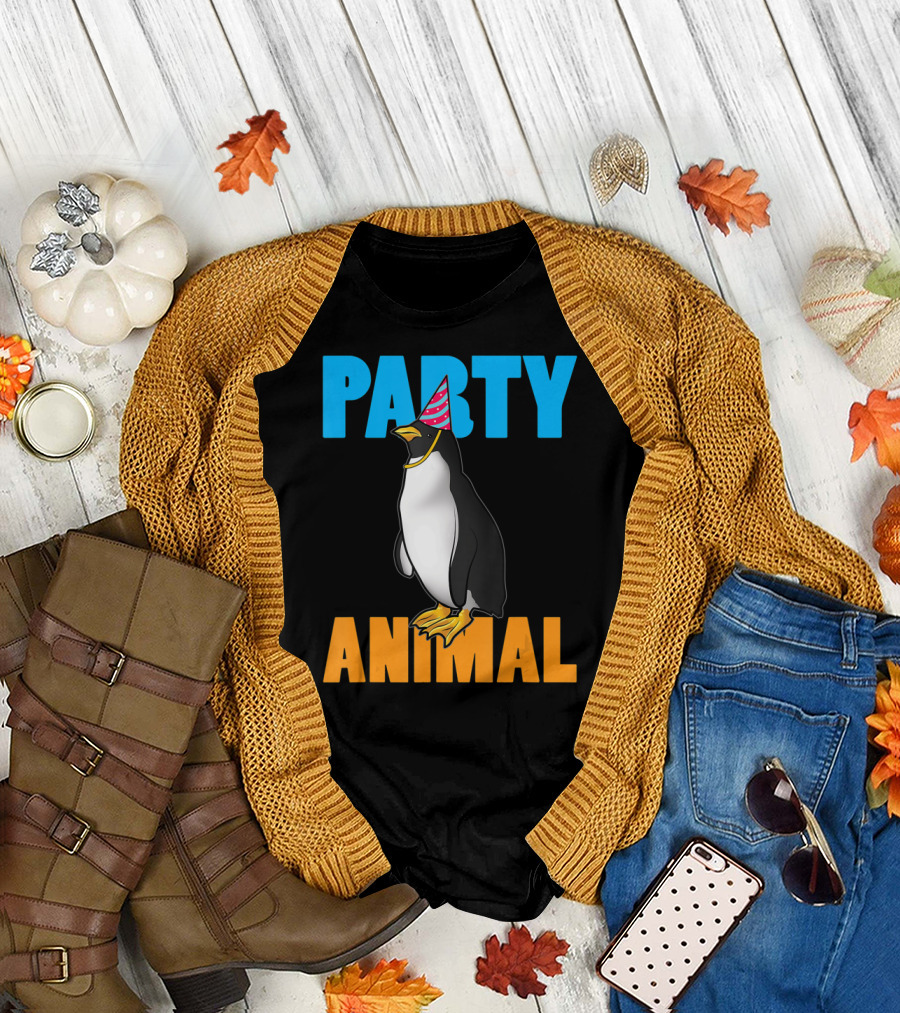 Party Animal Penguin Funny Birthday Meme T-Shirt