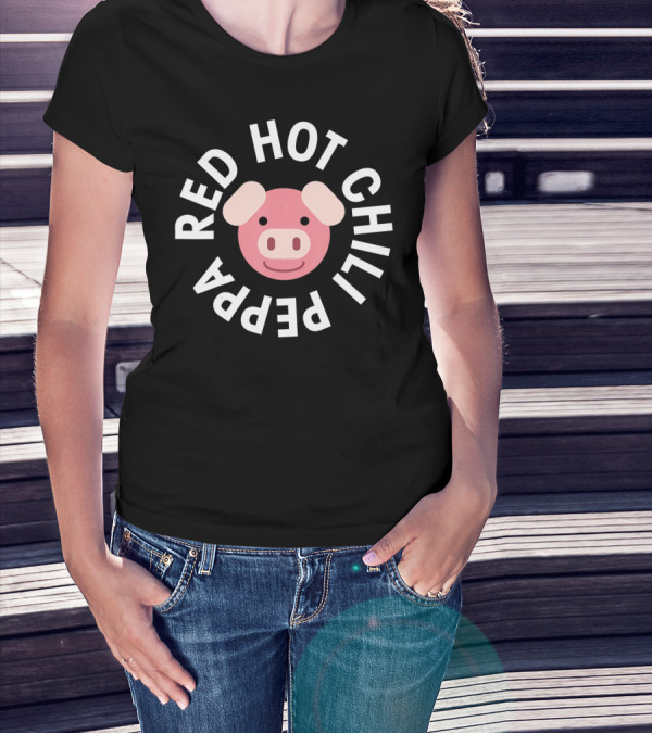 Red Hot Chili Peppa Oink Funny Pink Pig T-Shirt