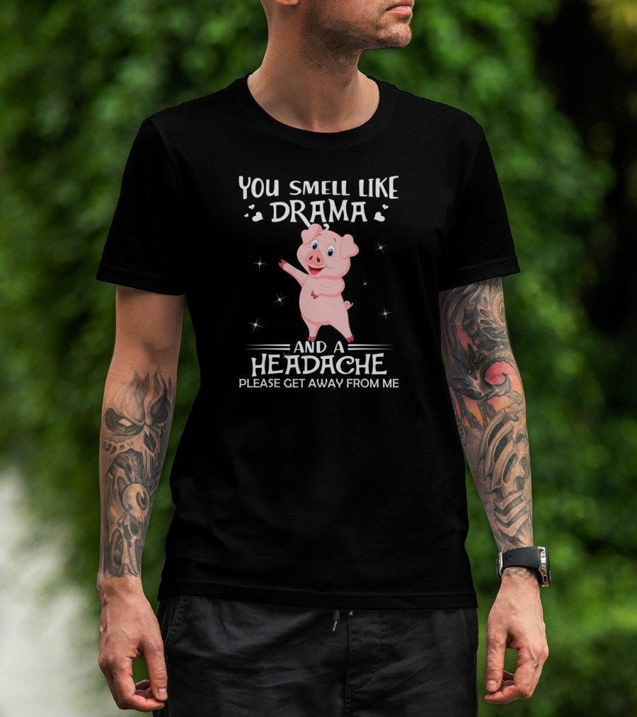 You Smell Like Drama And A Headache Please Get Away From Me Pig T-Shirt