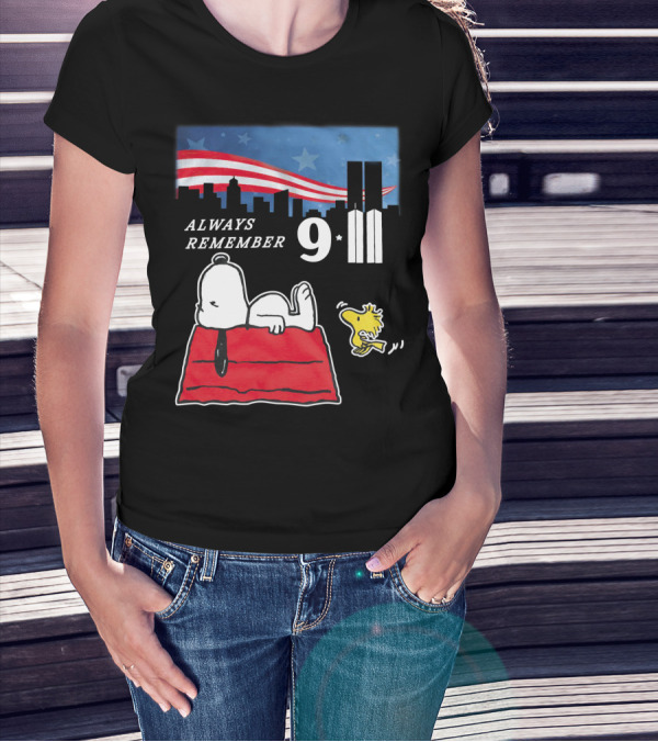 Always Remember 9 11 Snoopy Peanuts Movie Twin Towers T-Shirt