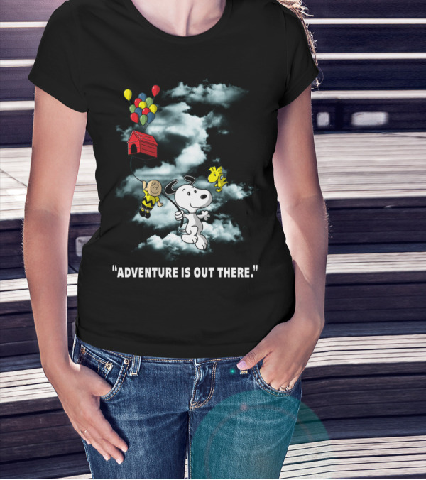 Adventure Is Out There Charlie Brown Snoopy Woodstock Balloons Peanuts T-Shirt
