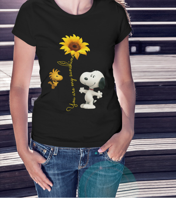 You Are My Sunshine Hippie Snoopy Woodstock Sunflower Peanuts Movie T-Shirt