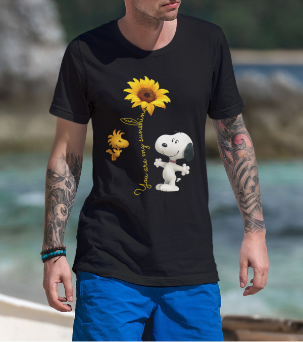 You Are My Sunshine Hippie Snoopy Woodstock Sunflower Peanuts Movie T-Shirt