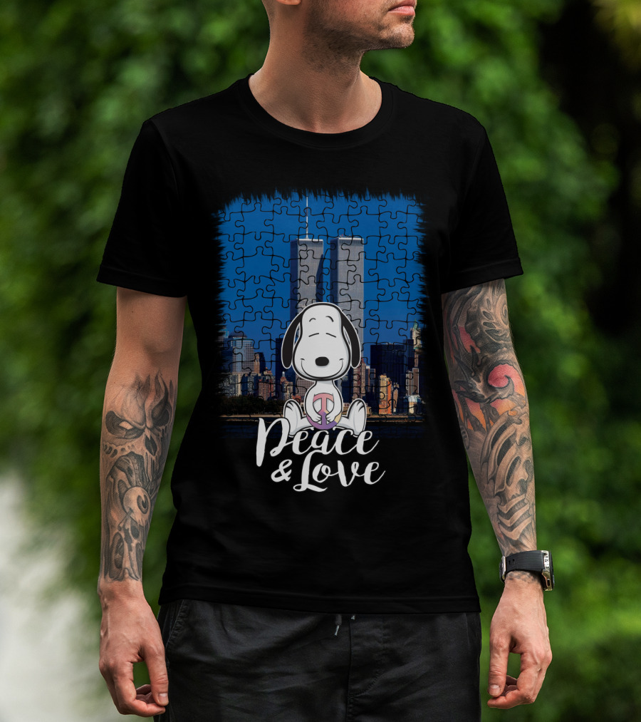 Peace And Love Snoopy 11th September The Peanuts Movie Twin Towers T-Shirt