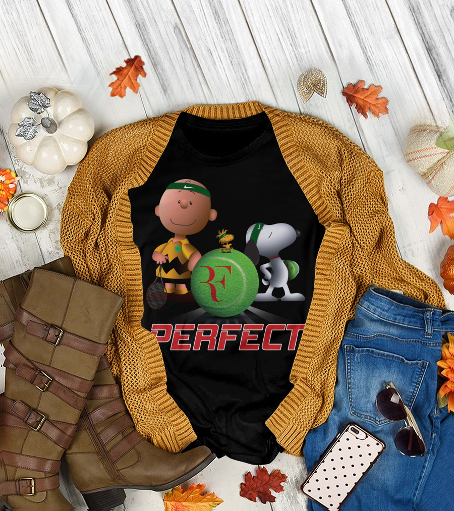 Perfect Roger Federer Tennis Pro Snoopy Charlie Brown Peanuts T-Shirt