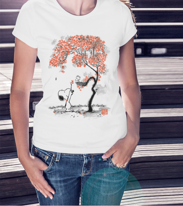 Snoopy Sumi E Tree Japanese Style The Peanuts Movie T-Shirt