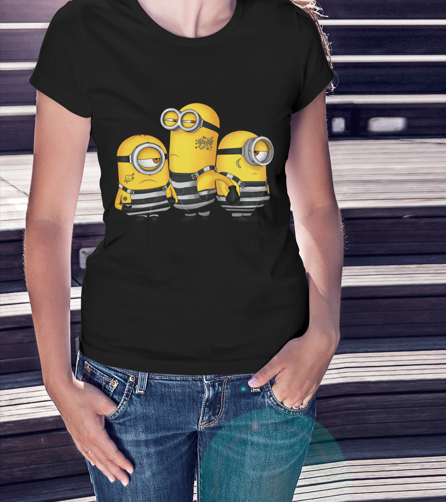 Guilty Wanted Minions Despicable Me Prison Stripes Crime Scene T-Shirt