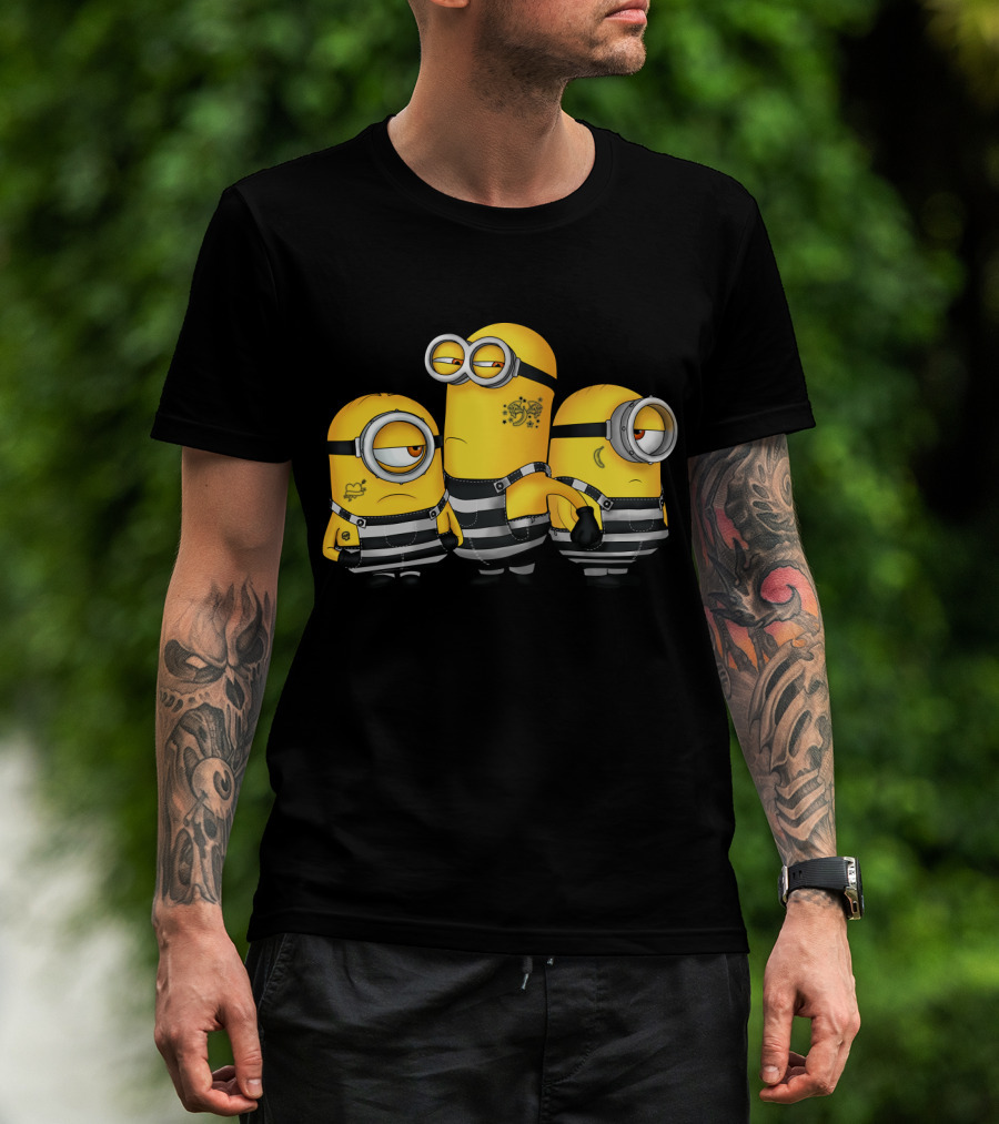 Guilty Wanted Minions Despicable Me Prison Stripes Crime Scene T-Shirt