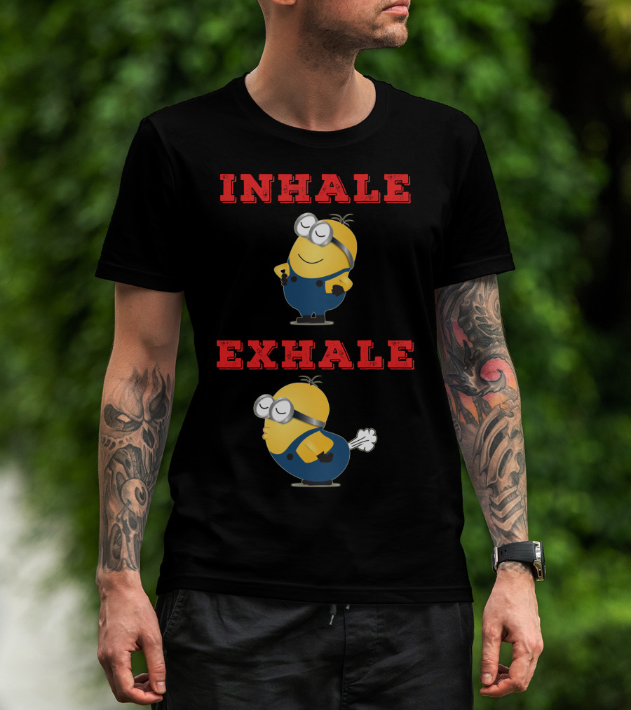 Minions Inhale Exhale Yoga Humor Despicable Me T-Shirt