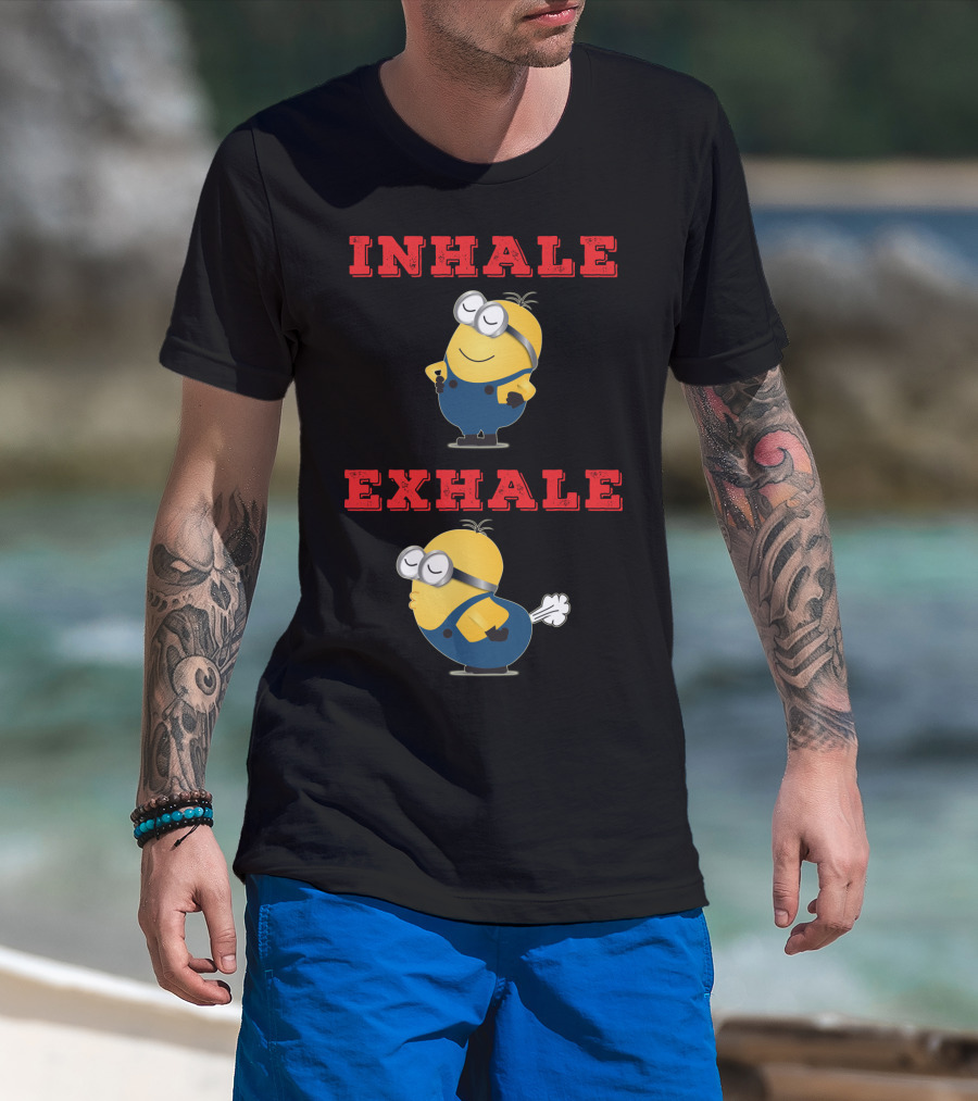 Minions Inhale Exhale Yoga Humor Despicable Me T-Shirt