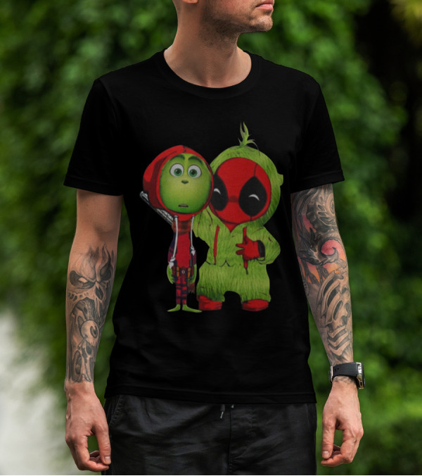 Baby Deadpool And Grinch Mashup Playful Duo T-Shirt
