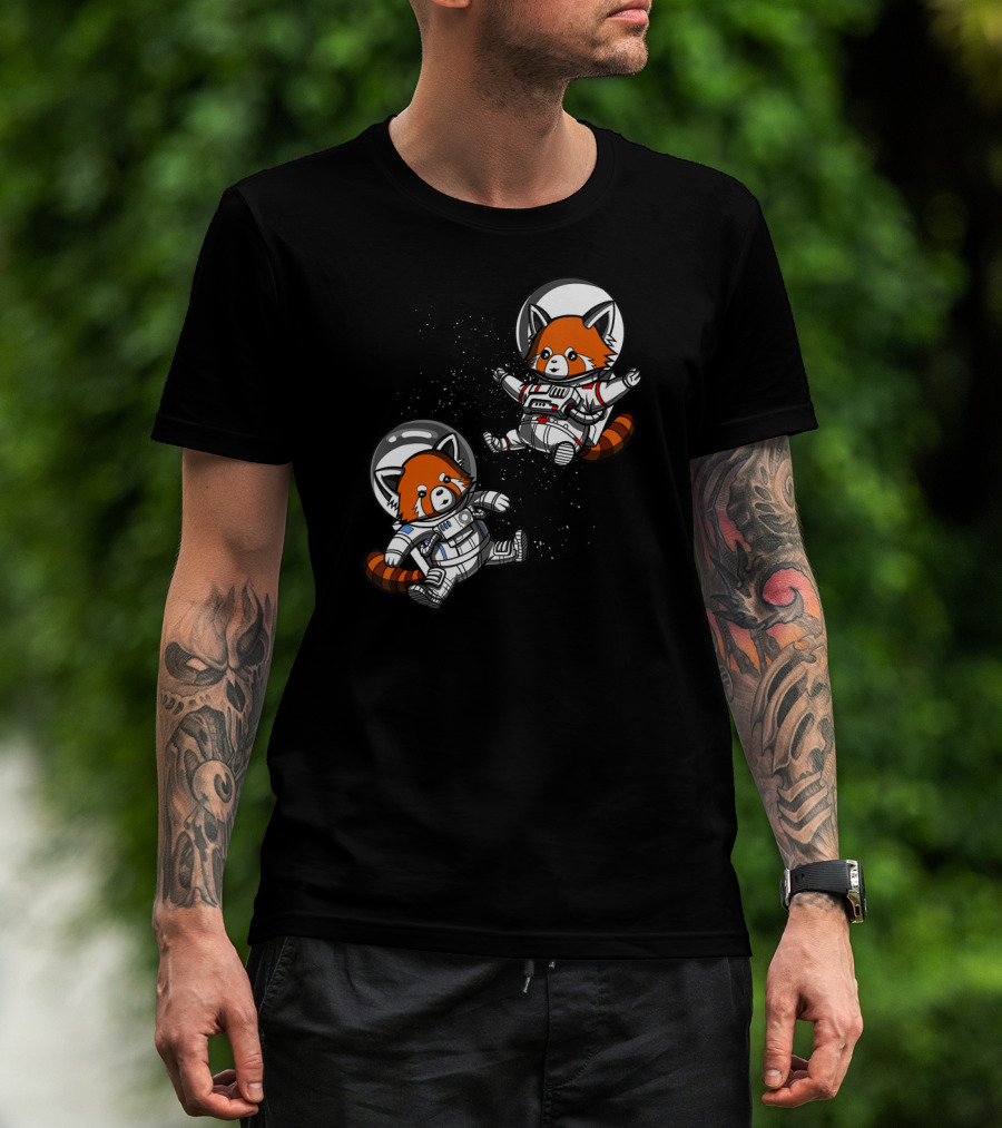 Red Panda Space Astronauts Cosmic Adventure T-Shirt