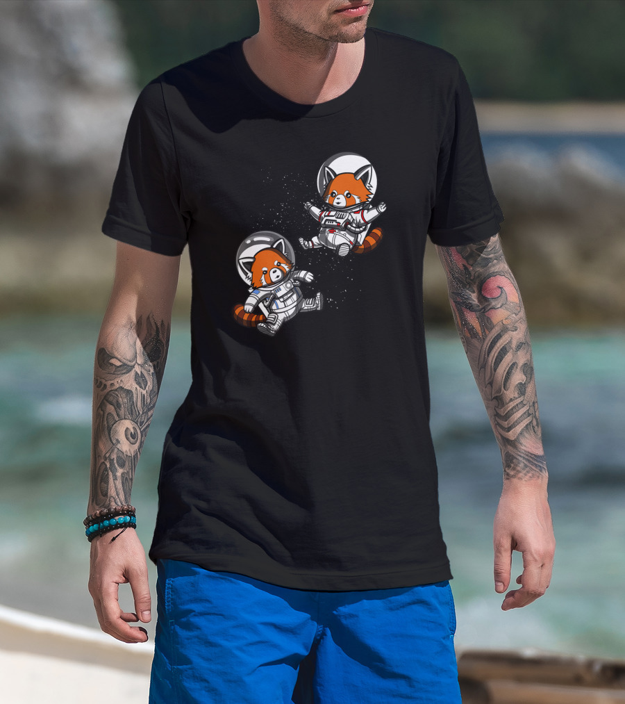 Red Panda Space Astronauts Cosmic Adventure T-Shirt