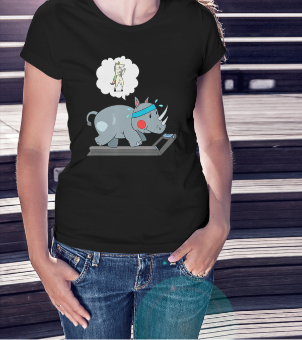Rhino Running Cardio Unicorn Dream Funny Fitness T-Shirt