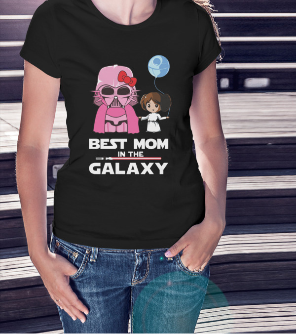 Best Mom In The Galaxy Darth Vader Star Wars Princess Leia Balloon T-Shirt