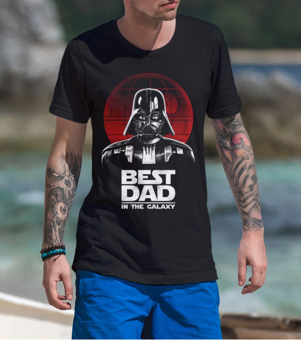 Best Dad In The Galaxy Father's Day Darth Vader Star Wars Death Star T-Shirt