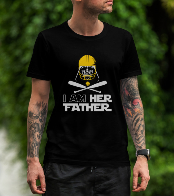 I Am Her Father Darth Vader Baseball Helmet Crossed Bats T-Shirt