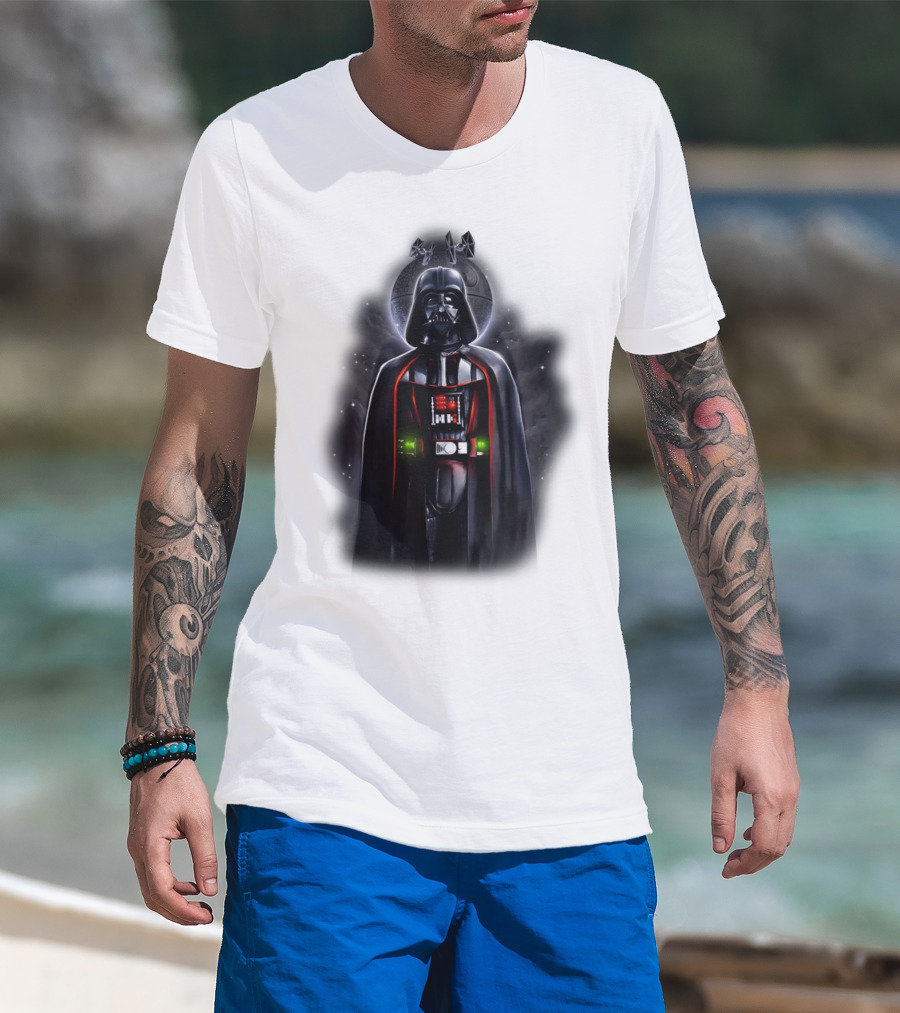 Star Wars Darth Vader With Death Star And Signature T-Shirt