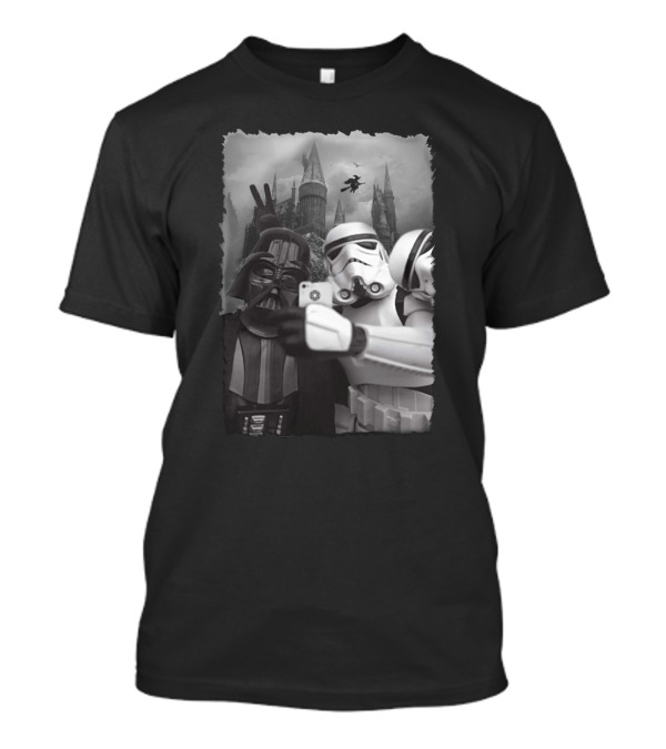 Hogwarts Selfie With Darth Vader And Stormtroopers Star Wars Crossover T-Shirt